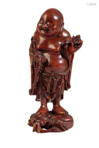 CARVED BOXWOOD LAUGHING BUDDHA