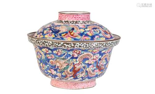 FAMILLE ROSE CANTON ENAMEL BOWL AND COVER