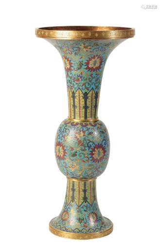 IMPRESSIVE CLOISONNE GU FORM VASE