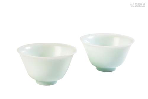 PAIR OF PALE-GREEN GLASS BOWLS