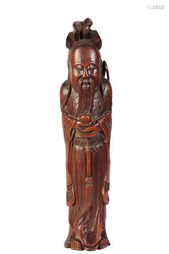 CARVED BAMBOO FIGURE OF SHOU LAO