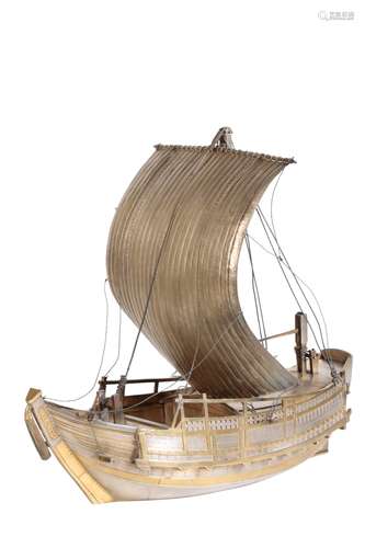 JAPANESE SILVER AND SILVER-GILT MODEL OF A BOAT (WASEN)