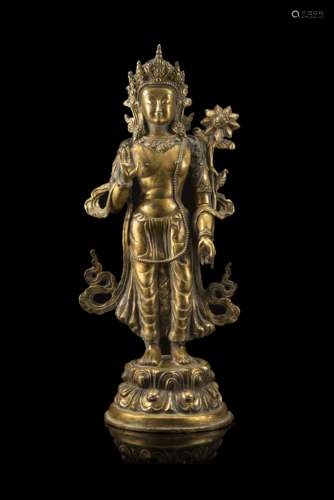 A gilt bronze figure of a standing TaraTibet, 19th century(h. 32 cm.)ITScultura in bronzo dorato