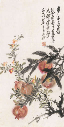 刘既明 1974年作 多子多寿 镜心 设色纸本