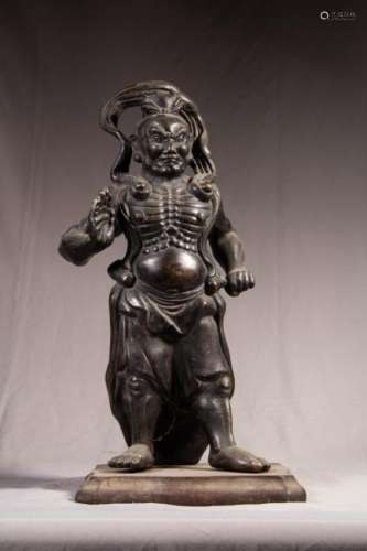 QING DYNASTY COPPER CAST TIANWANG LUX STATUE