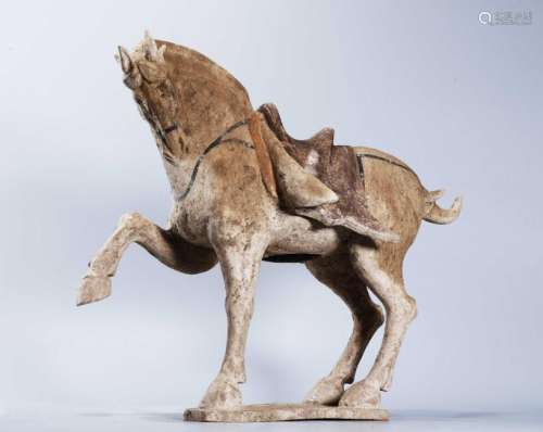 WHITE POTTERY PAINTED WAR HORSE