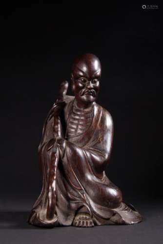 BOXWOOD CARVED LUOHAN STATUE