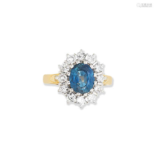 A sapphire and diamond cluster ring