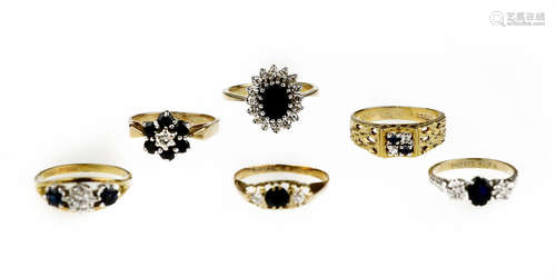 A collection of gem-set and diamond rings