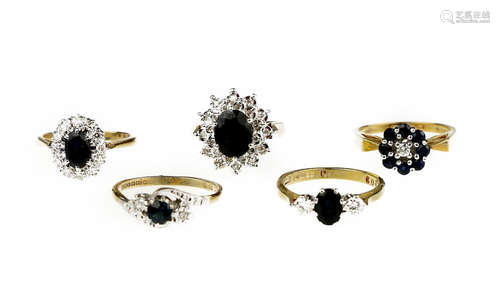 A collection of gem-set and diamond rings