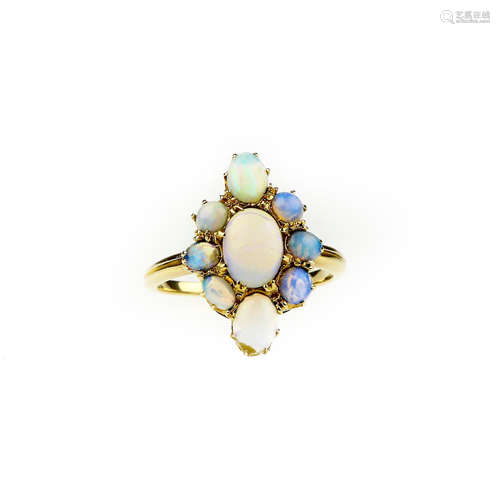 An opal cluster ring