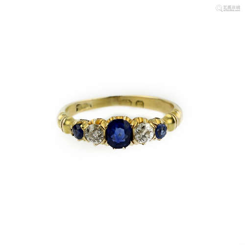 A five-stone sapphire and diamond ring