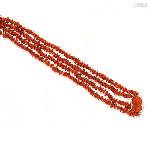 A coral corrallium rubrum necklace