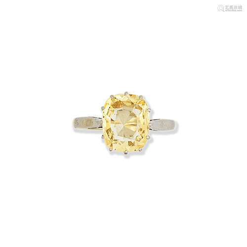 A yellow sapphire ring