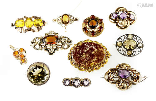 A collection of brooches