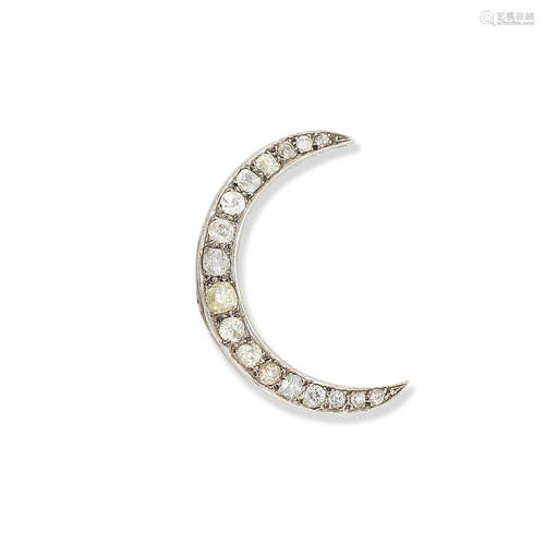 A diamond crescent brooch