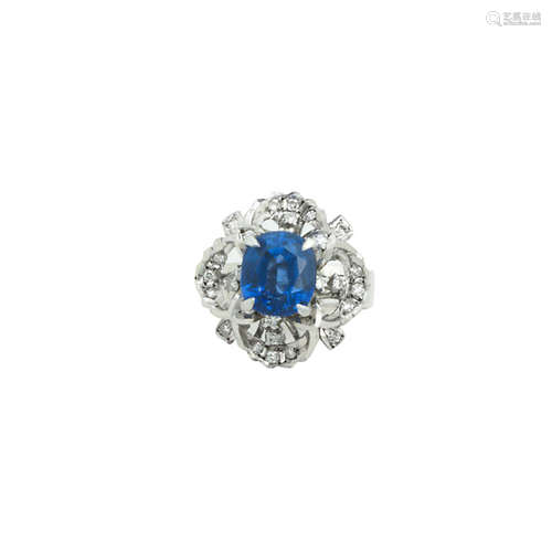 A sapphire and diamond cluster ring