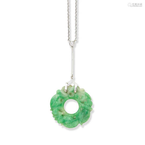 A jadeite and diamond necklace