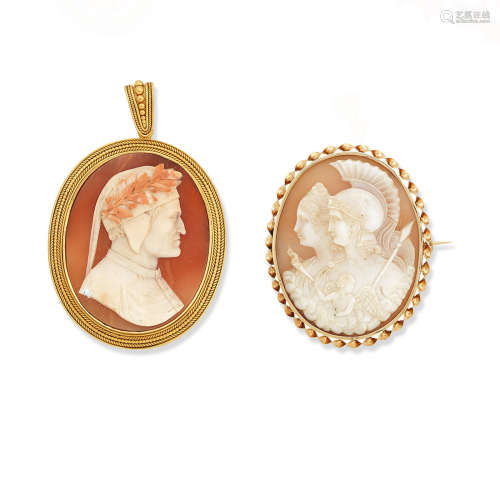 A cameo pendant and brooch