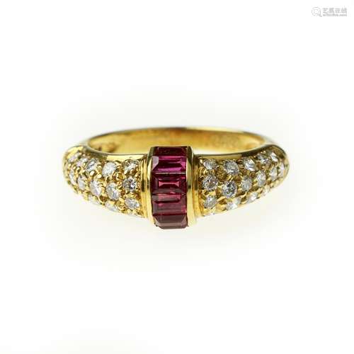 A ruby and diamond ring