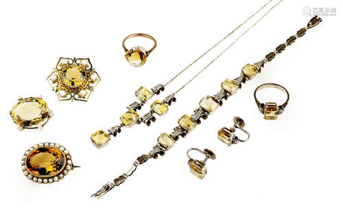 A collection of citrine jewellery