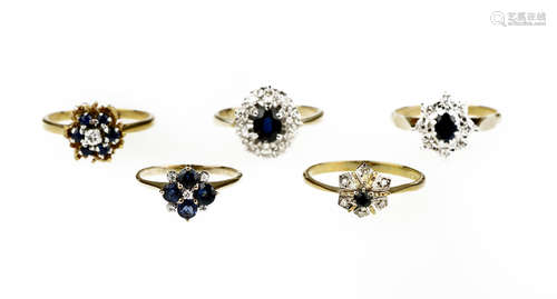 A collection of gem-set and diamond rings