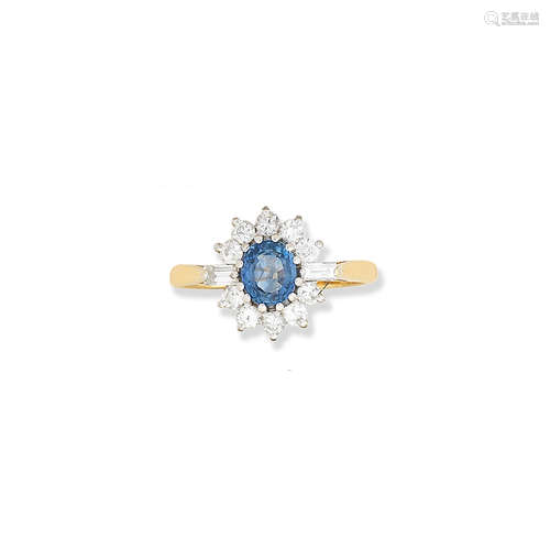 A sapphire and diamond cluster ring