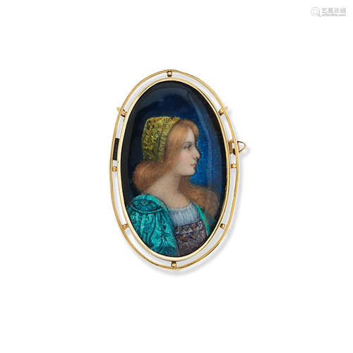 A enamel portrait brooch, Limoges