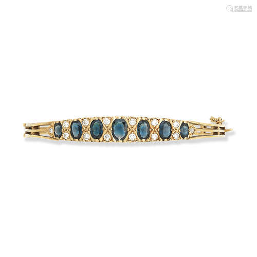 A sapphire and diamond bangle