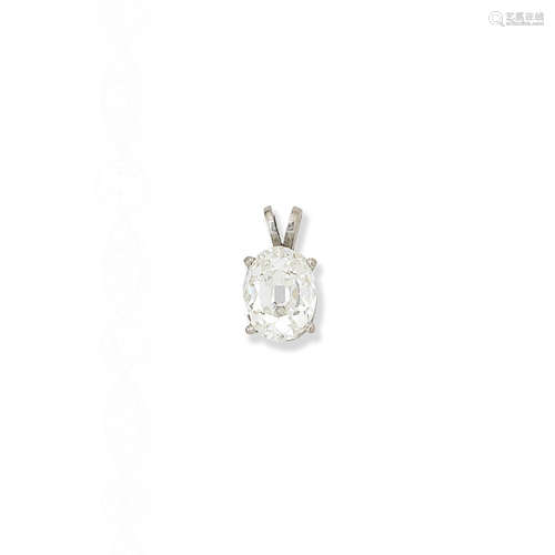 An old oval-shaped diamond pendant