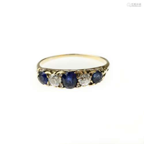 A five-stone sapphire and diamond ring