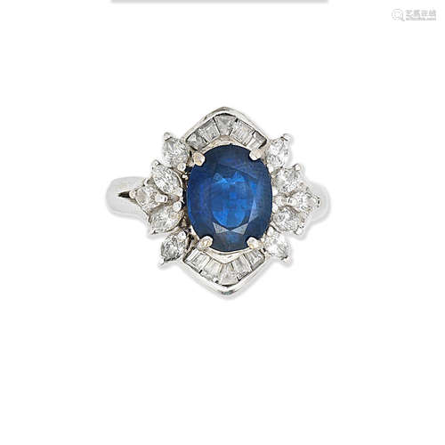 A sapphire and diamond cluster ring