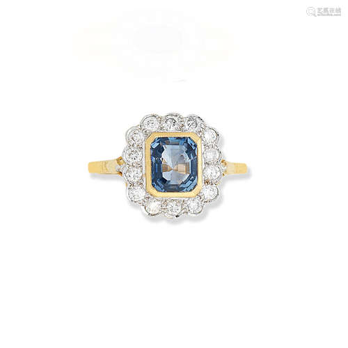 A sapphire and diamond cluster ring