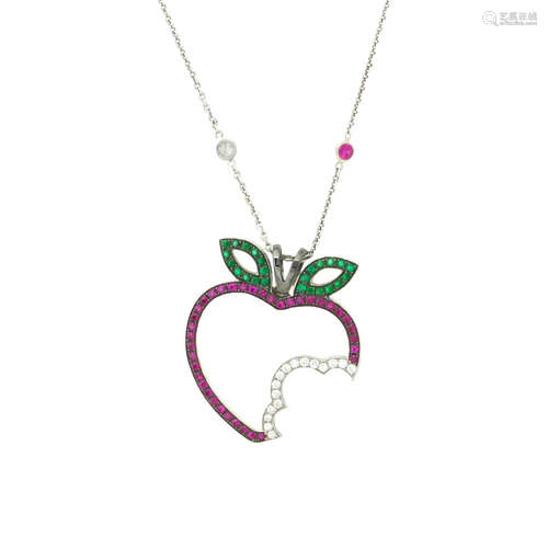 A ruby, tsavorite garnet and diamond pendant, Theo Fennell