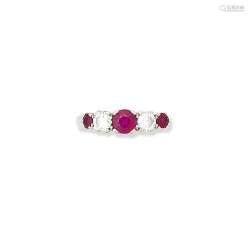 A ruby and diamond half-eternity ring