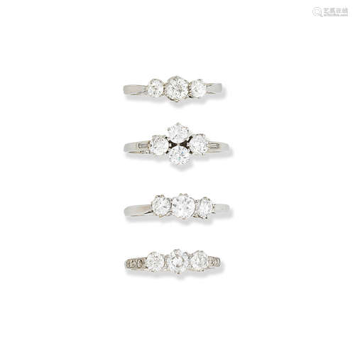 A collection of four diamond rings