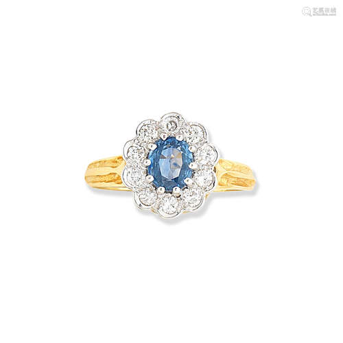 A sapphire and diamond cluster ring