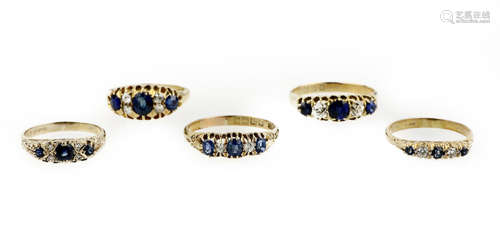 A collection of gem-set and diamond half-eternity rings