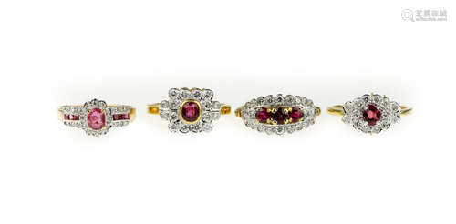 A collection of gem-set and diamond rings