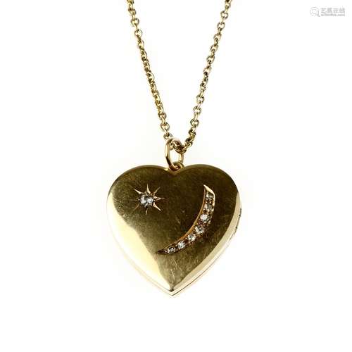 An heart-shaped diamond locket and chain