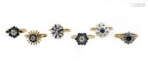 A collection of gem-set and diamond rings