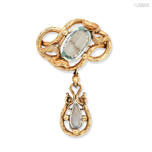 An aquamarine brooch, circa 1850