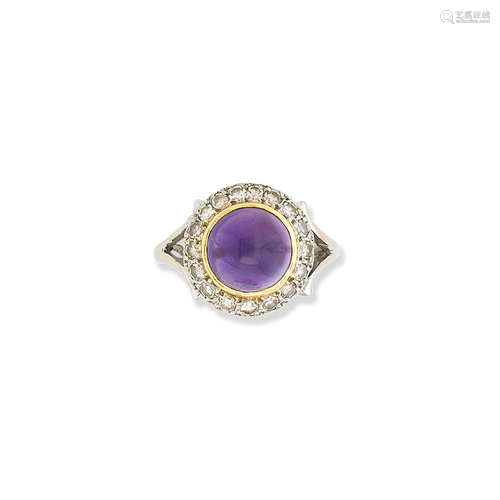 An amethyst and diamond ring