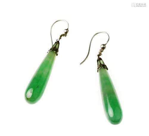 A pair of jadeite pendent earrings