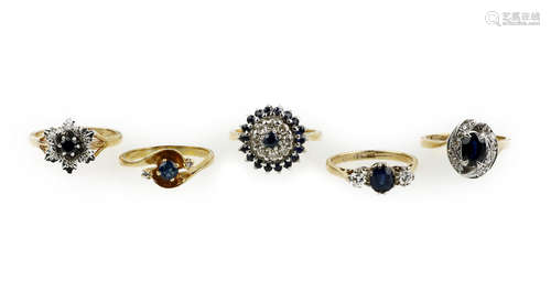 A collection of gem-set and diamond rings