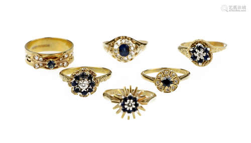 A collection of gem-set and diamond rings