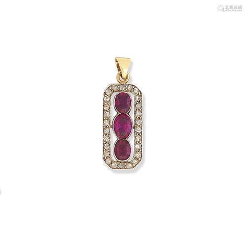 A ruby and diamond pendant