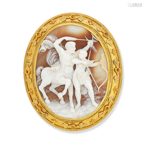 A shell cameo brooch, circa 1870