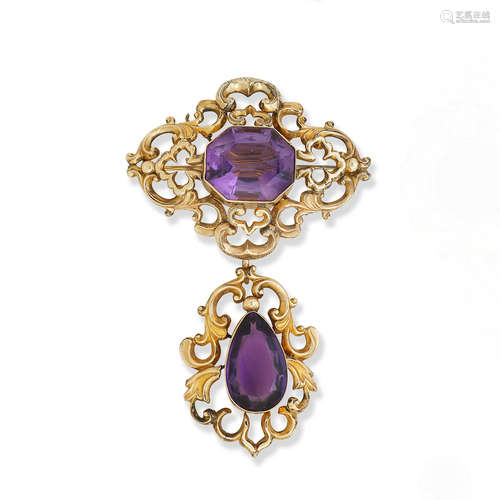 An amethyst brooch, Victorian