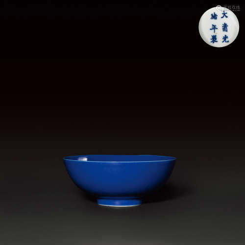 清光绪  霁蓝釉碗